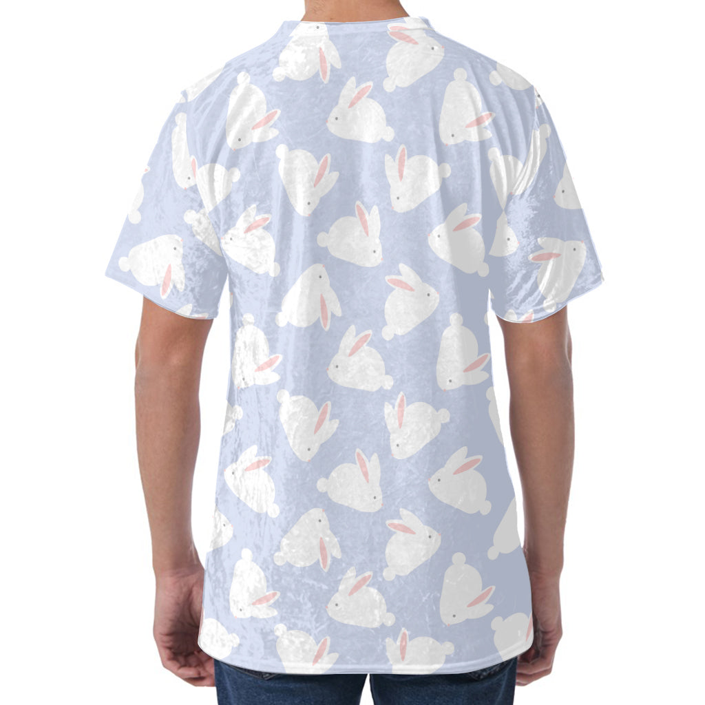Mini Rabbit Pattern Print Men's Velvet T-Shirt