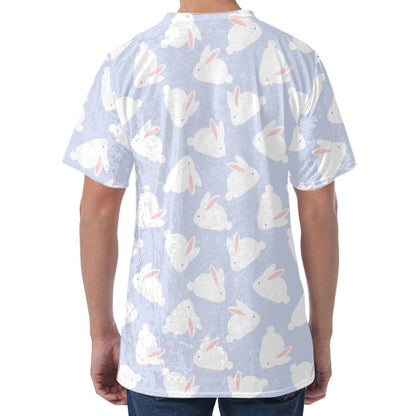 Mini Rabbit Pattern Print Men's Velvet T-Shirt