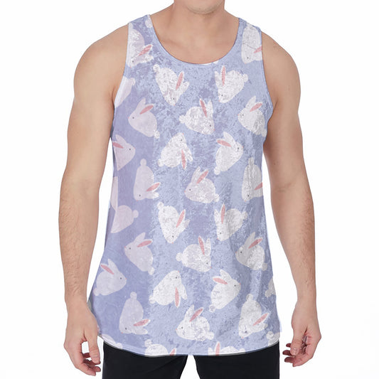 Mini Rabbit Pattern Print Men's Velvet Tank Top