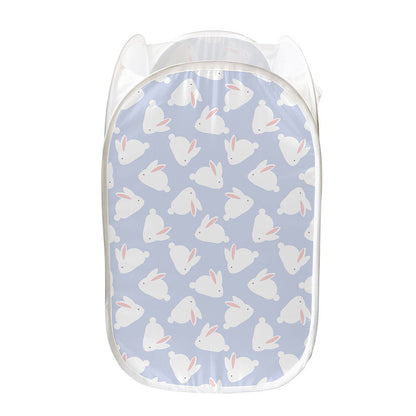 Mini Rabbit Pattern Print Mesh Laundry Hamper