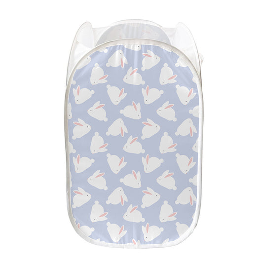 Mini Rabbit Pattern Print Mesh Laundry Hamper