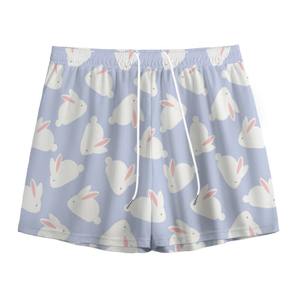Mini Rabbit Pattern Print Mesh Shorts