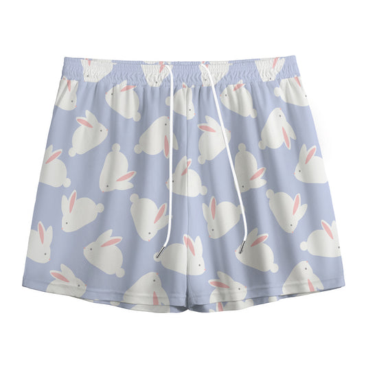 Mini Rabbit Pattern Print Mesh Shorts