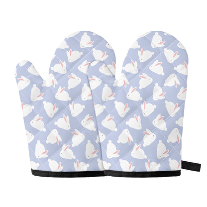 Mini Rabbit Pattern Print Oven Mitts