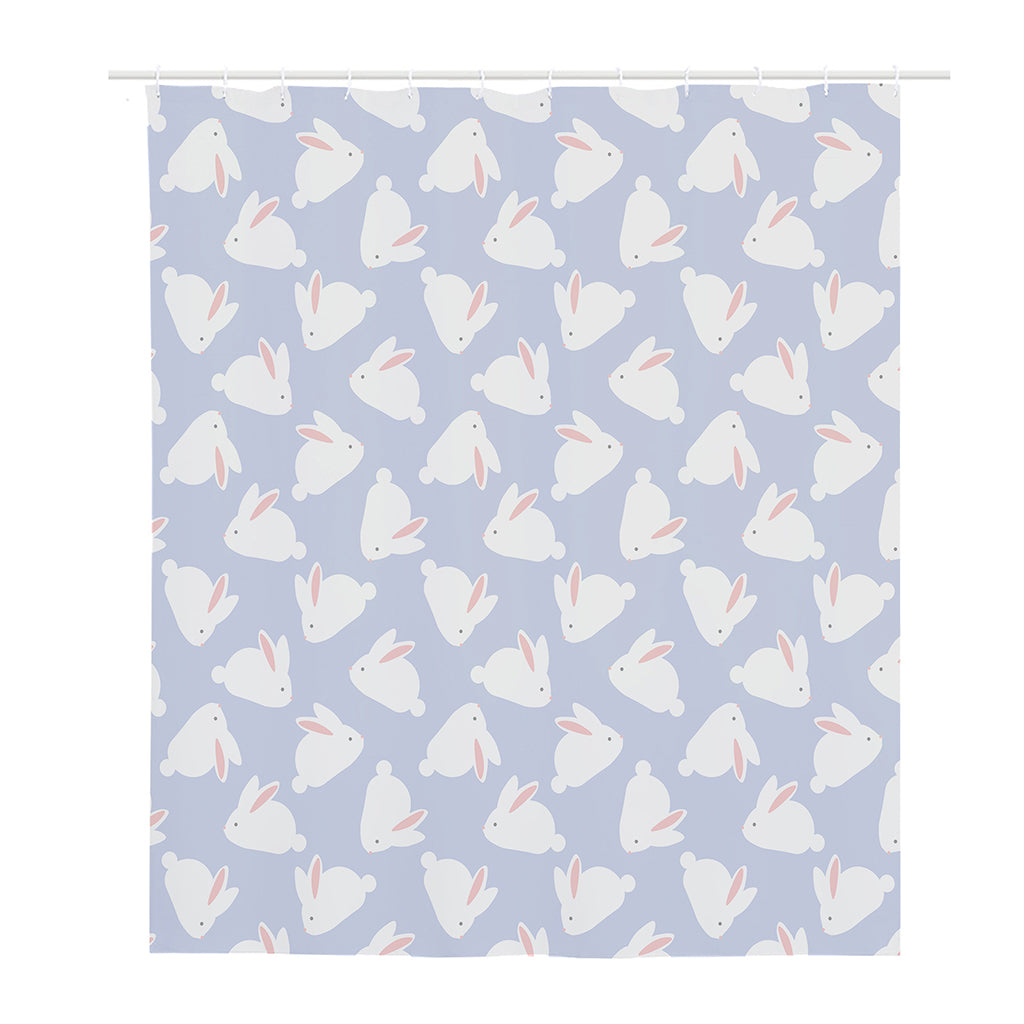 Mini Rabbit Pattern Print Polyester Shower Curtain
