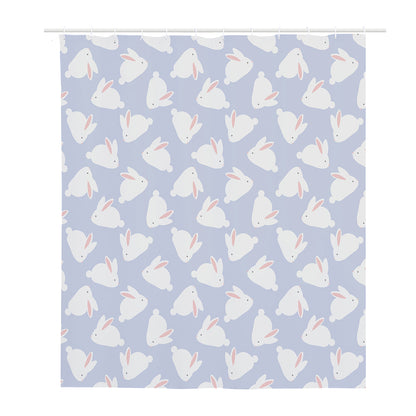 Mini Rabbit Pattern Print Polyester Shower Curtain