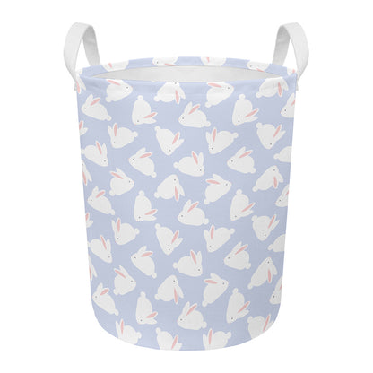 Mini Rabbit Pattern Print Round Laundry Basket