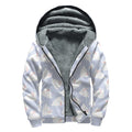 Mini Rabbit Pattern Print Sherpa Lined Zip Up Hoodie