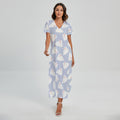 Mini Rabbit Pattern Print Short Sleeve Maxi Dress