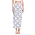 Mini Rabbit Pattern Print Side Slit Maxi Skirt