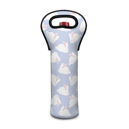 Mini Rabbit Pattern Print Single Neoprene Wine Tote