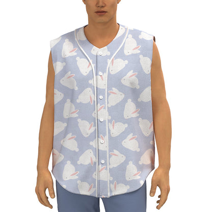 Mini Rabbit Pattern Print Sleeveless Baseball Jersey