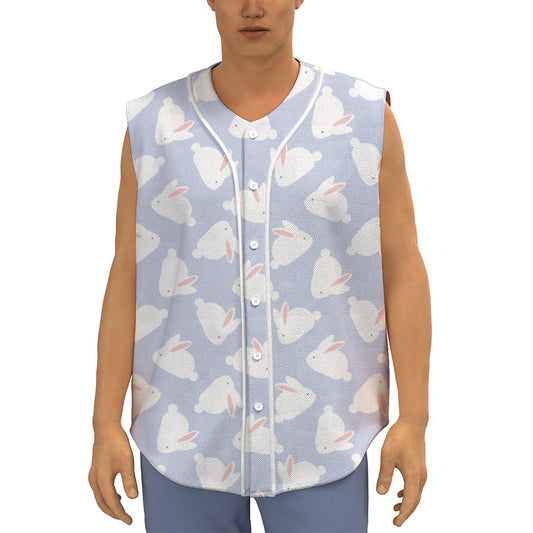 Mini Rabbit Pattern Print Sleeveless Baseball Jersey