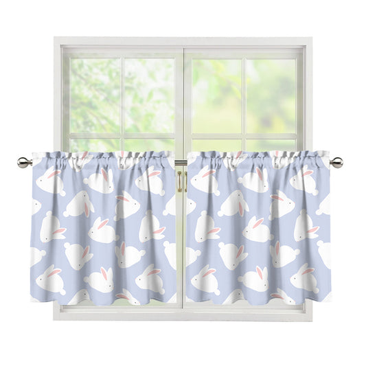 Mini Rabbit Pattern Print Tier Curtains