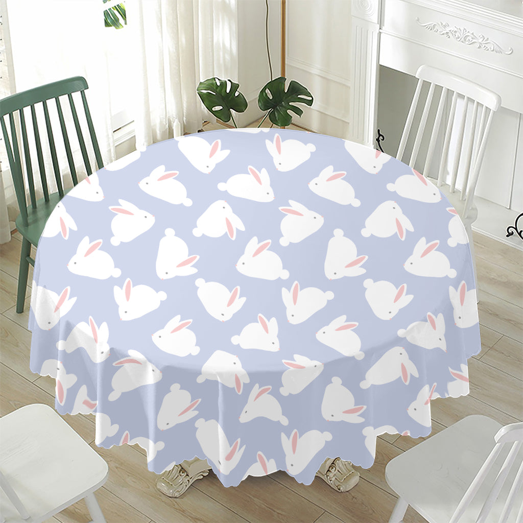 Mini Rabbit Pattern Print Waterproof Round Tablecloth