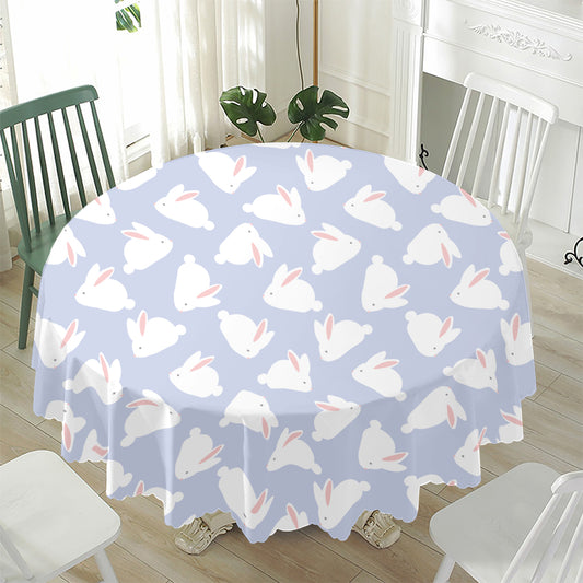 Mini Rabbit Pattern Print Waterproof Round Tablecloth