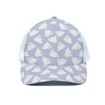 Mini Rabbit Pattern Print White Mesh Trucker Cap