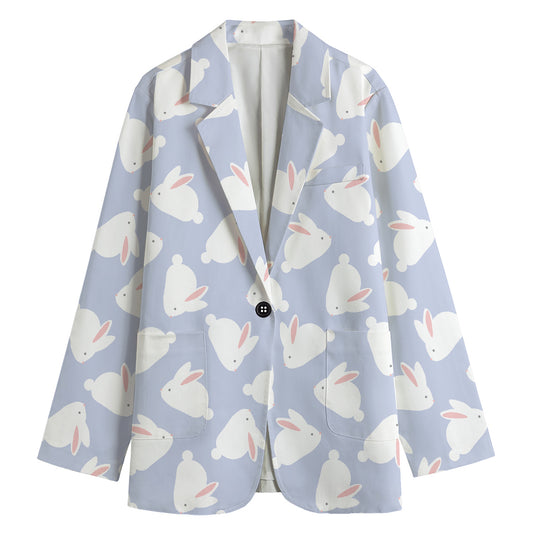 Mini Rabbit Pattern Print Women's Blazer