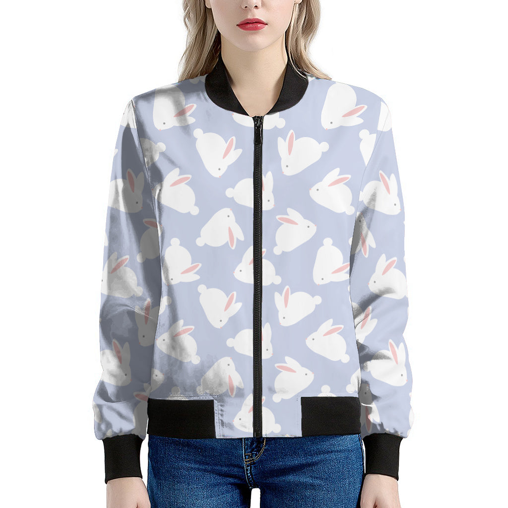 Mini Rabbit Pattern Print Women's Bomber Jacket