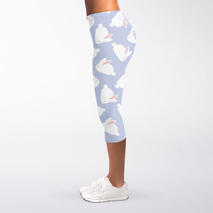 Mini Rabbit Pattern Print Women's Capri Leggings