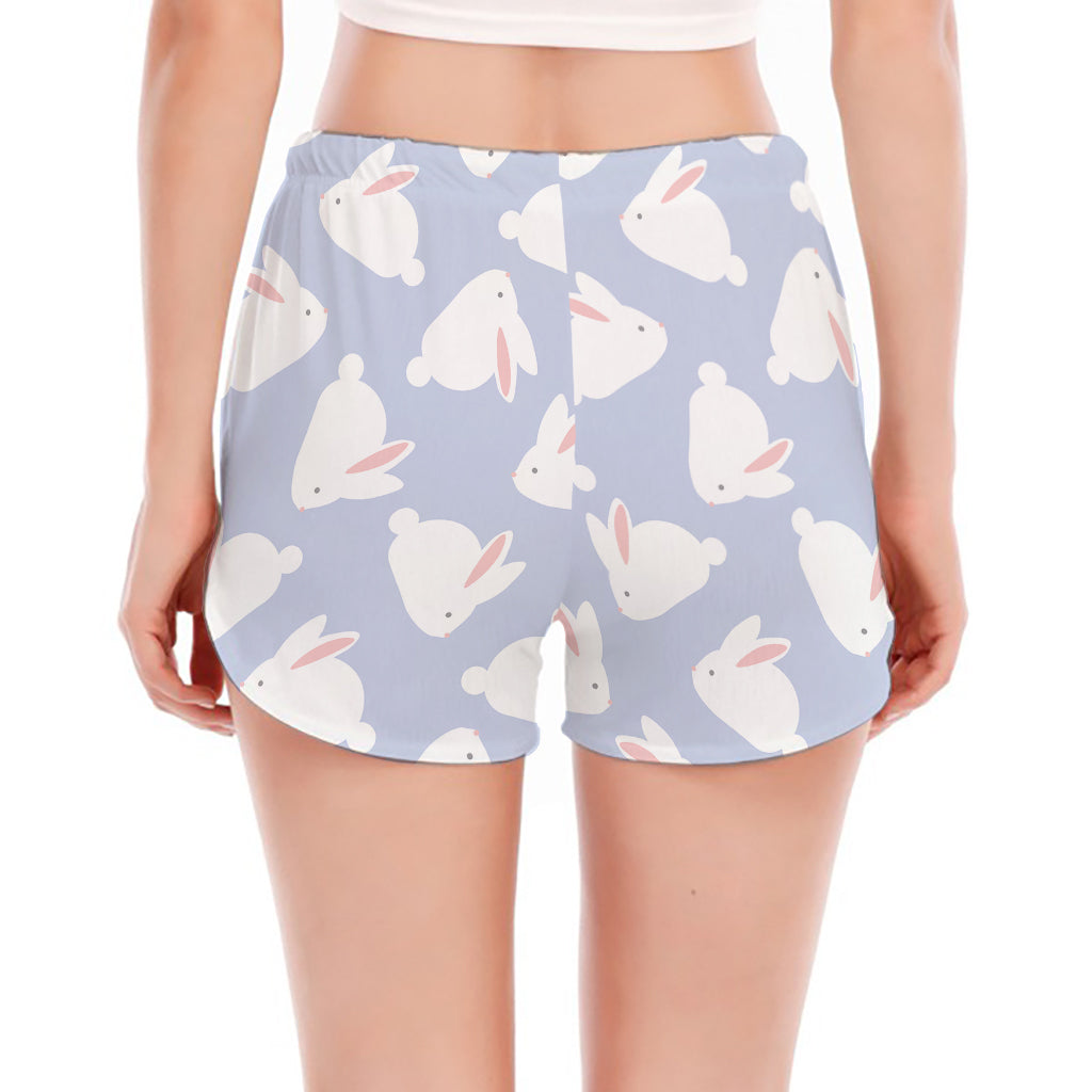 Mini Rabbit Pattern Print Women's Split Running Shorts