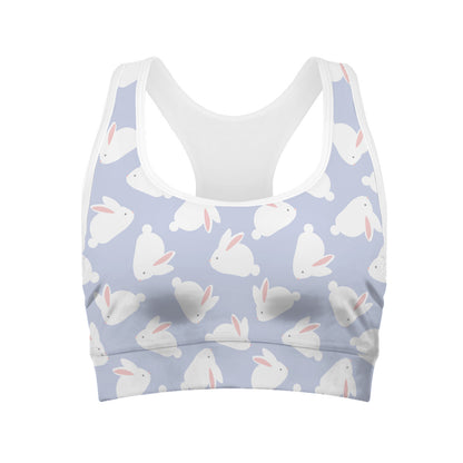 Mini Rabbit Pattern Print Women's Sports Bra