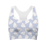 Mini Rabbit Pattern Print Women's Sports Bra
