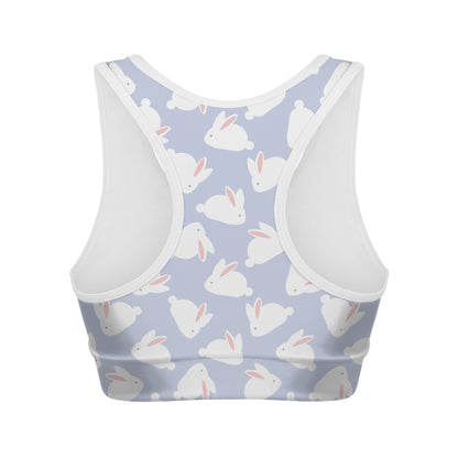 Mini Rabbit Pattern Print Women's Sports Bra