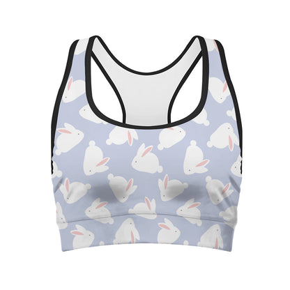 Mini Rabbit Pattern Print Women's Sports Bra