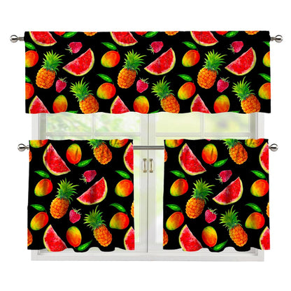 Mix Fruit Pineapple Pattern Print 3 Piece Kitchen Curtains