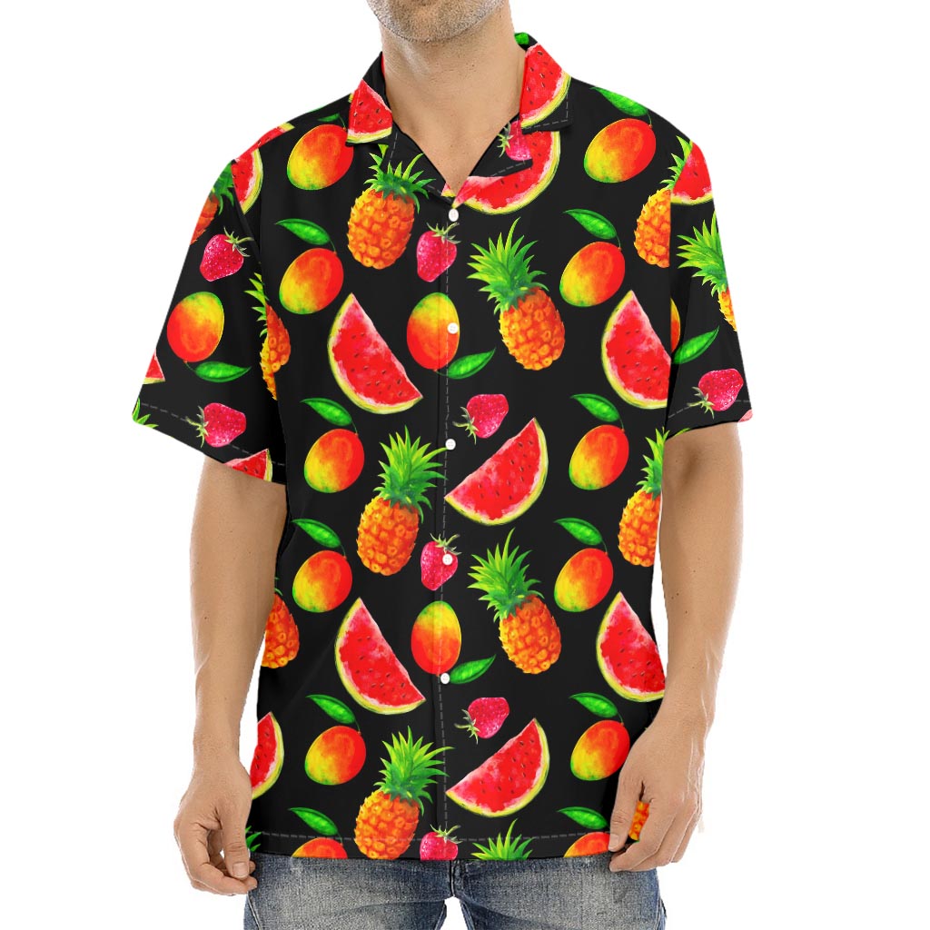 Mix Fruit Pineapple Pattern Print Aloha Shirt
