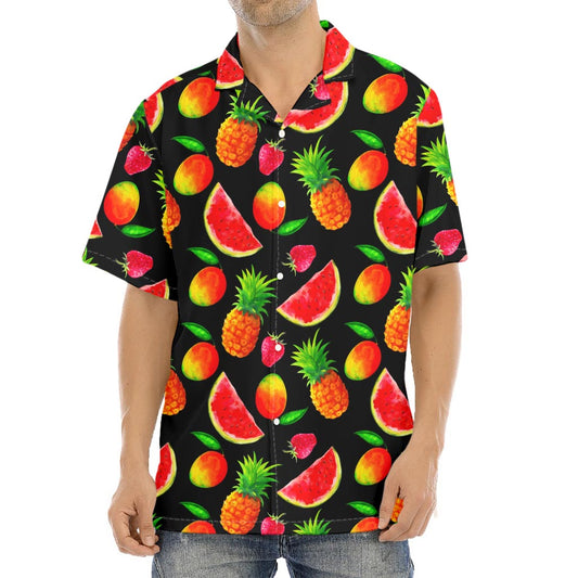 Mix Fruit Pineapple Pattern Print Aloha Shirt