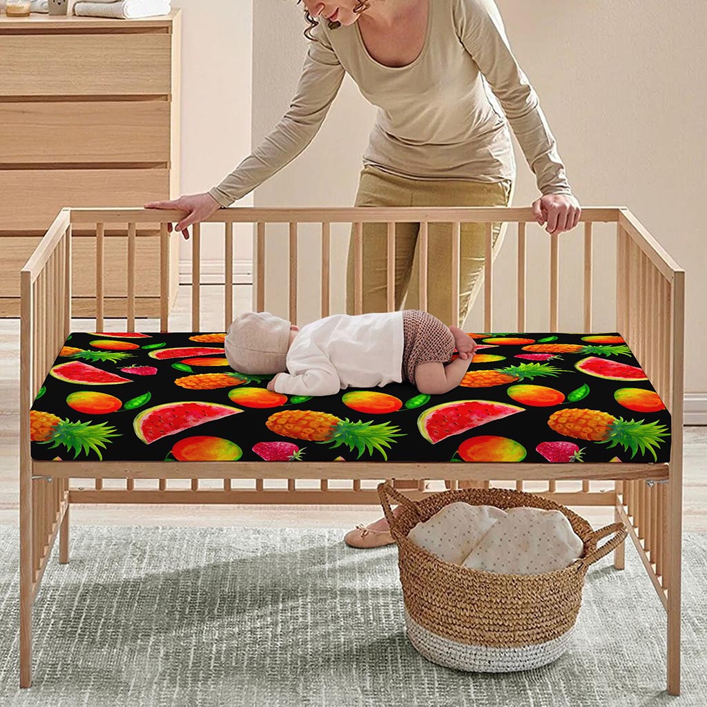 Mix Fruit Pineapple Pattern Print Baby Crib Sheet