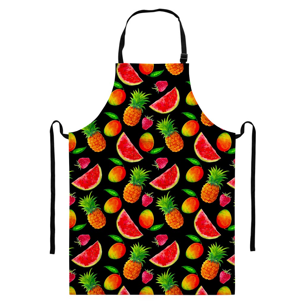 Mix Fruit Pineapple Pattern Print Bib Apron With Pocket