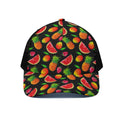 Mix Fruit Pineapple Pattern Print Black Mesh Trucker Hat