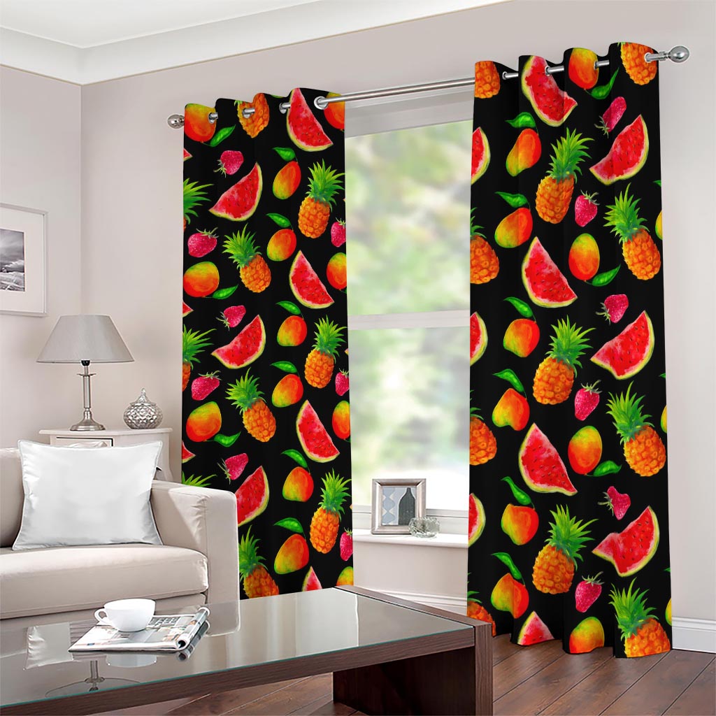 Mix Fruit Pineapple Pattern Print Blackout Grommet Curtains