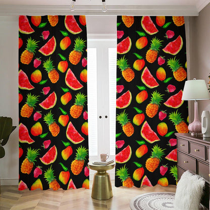 Mix Fruit Pineapple Pattern Print Blackout Pencil Pleat Curtains