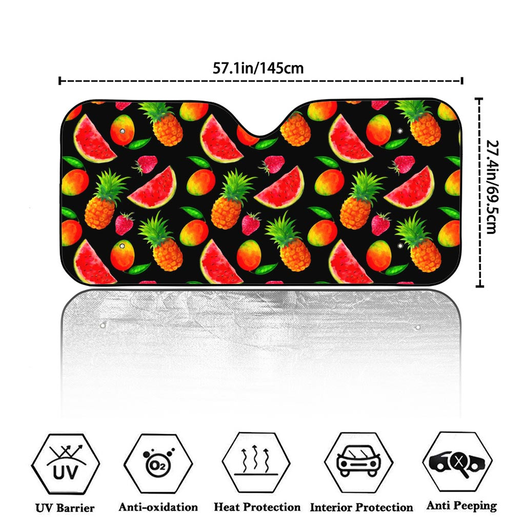 Mix Fruit Pineapple Pattern Print Car Windshield Sun Shade