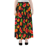 Mix Fruit Pineapple Pattern Print Chiffon Maxi Skirt