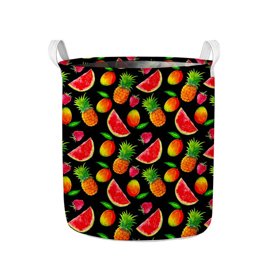 Mix Fruit Pineapple Pattern Print Collapsible Laundry Basket