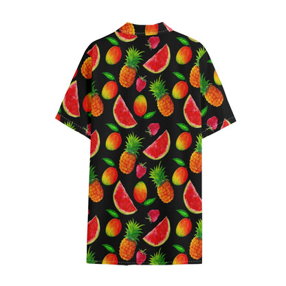 Mix Fruit Pineapple Pattern Print Cotton Hawaiian Shirt