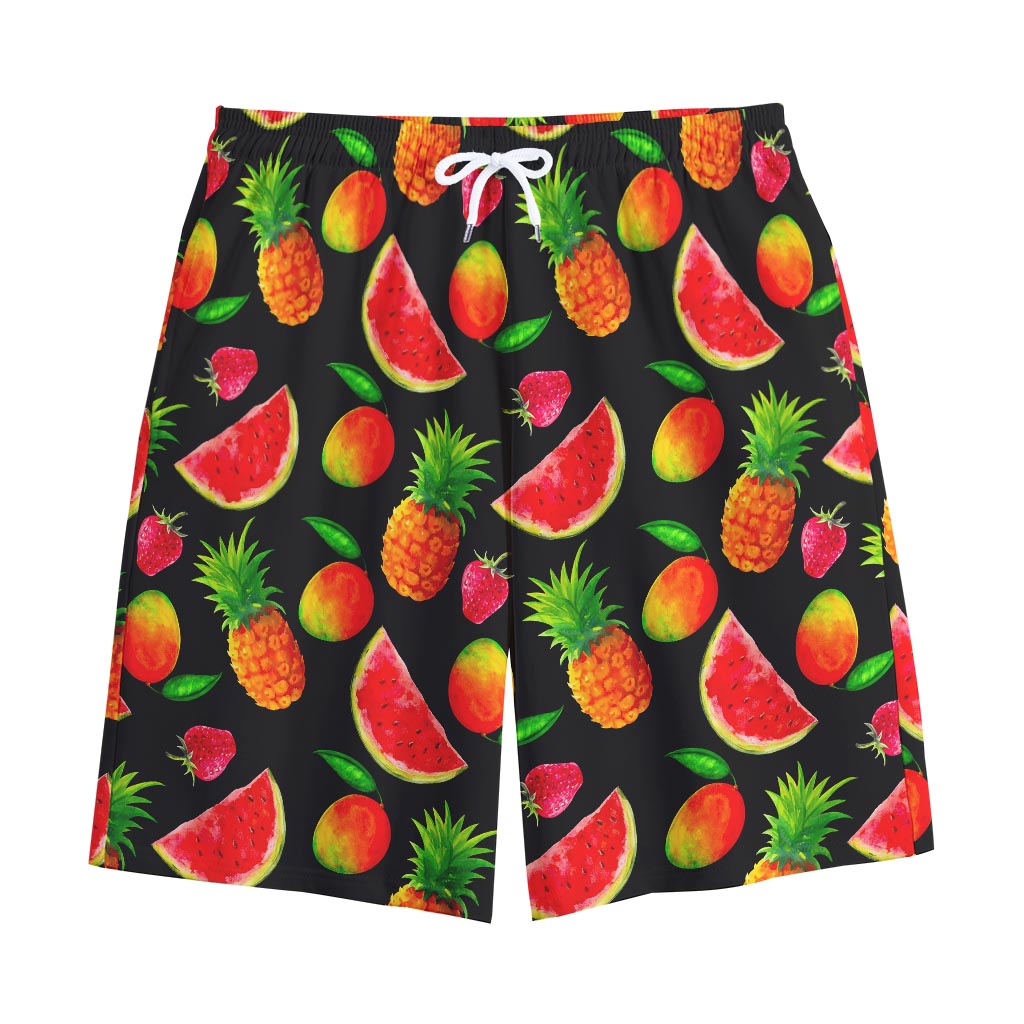 Mix Fruit Pineapple Pattern Print Cotton Shorts