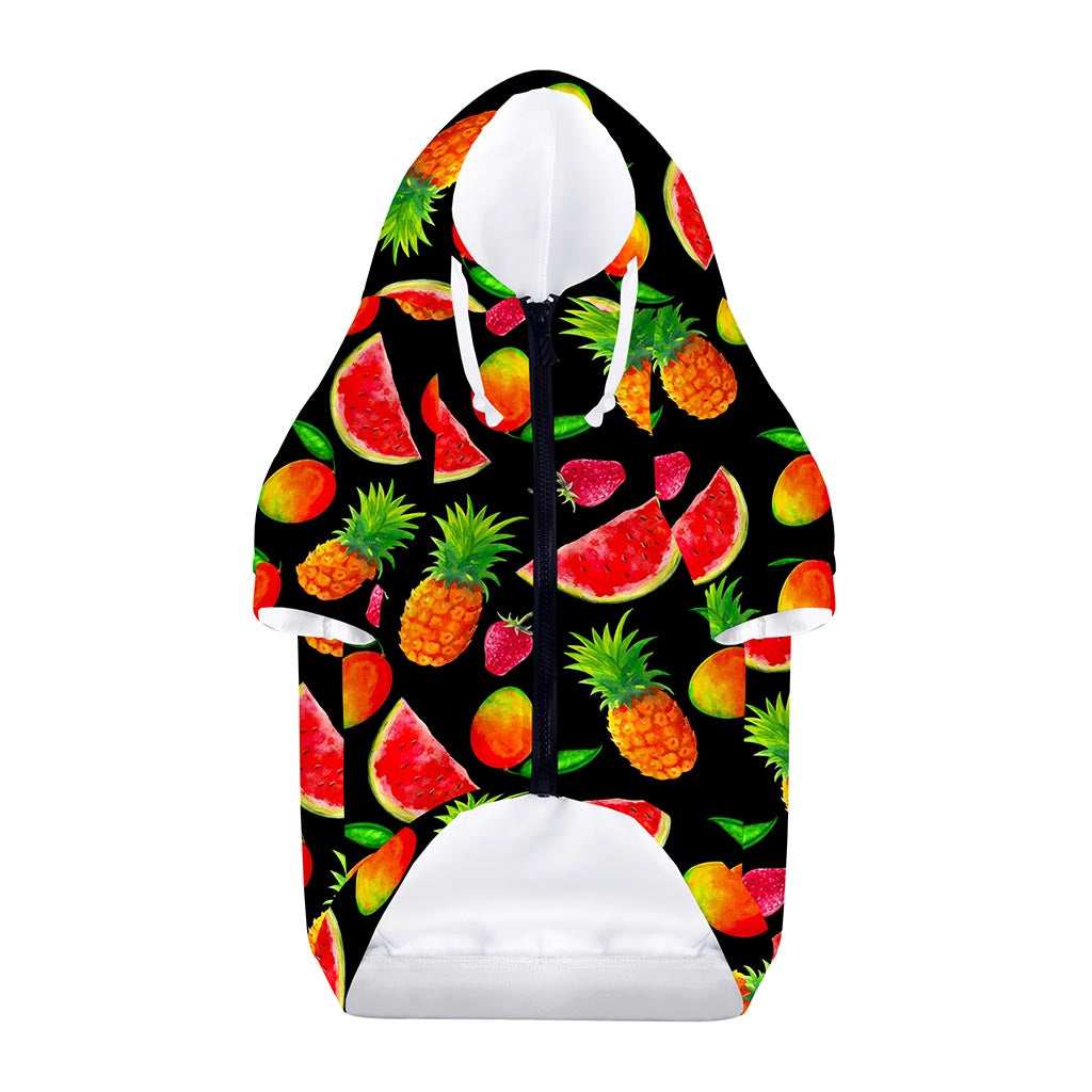 Mix Fruit Pineapple Pattern Print Dog Zip Up Hoodie