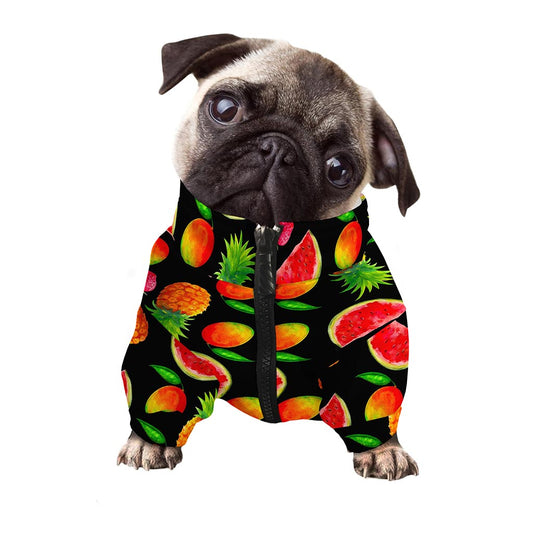 Mix Fruit Pineapple Pattern Print Dog Zip Up Jacket