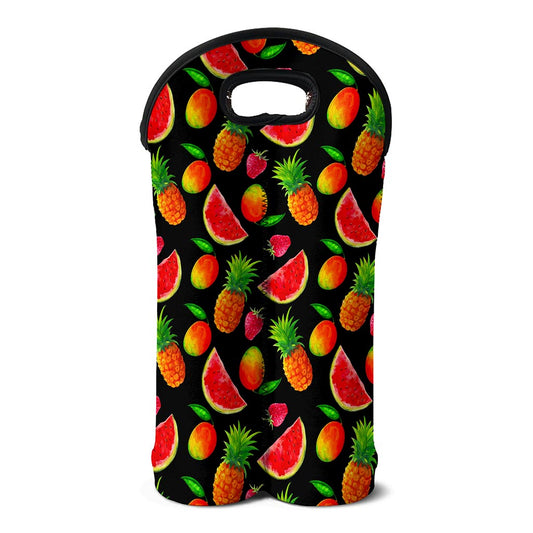 Mix Fruit Pineapple Pattern Print Double Neoprene Wine Tote