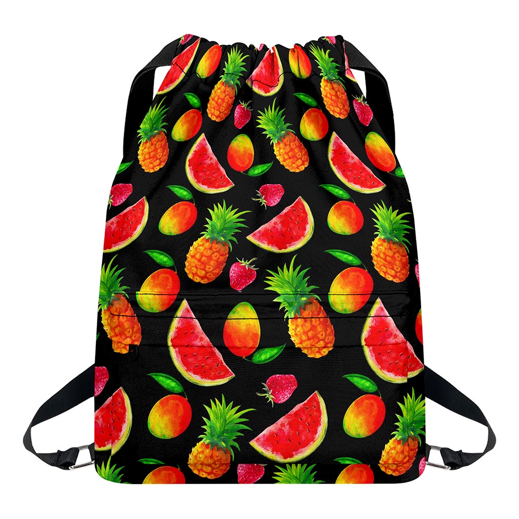 Mix Fruit Pineapple Pattern Print Drawstring Backpack