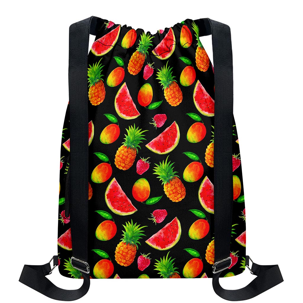 Mix Fruit Pineapple Pattern Print Drawstring Backpack