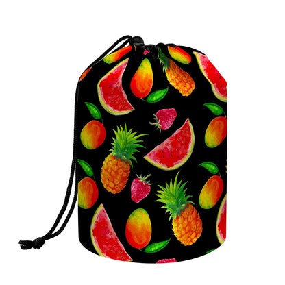 Mix Fruit Pineapple Pattern Print Drawstring Makeup Bag