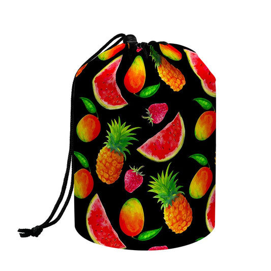 Mix Fruit Pineapple Pattern Print Drawstring Makeup Bag