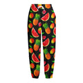 Mix Fruit Pineapple Pattern Print Fleece Lined Knit Pants